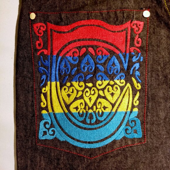 COOGI Denim Shorts  W38 L15  Stitched Pockets  Dark Wash  Baggy  Grunge  Skater - Picture 4 of 11